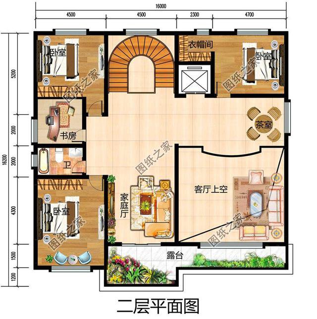 16米三開間三層別墅設計圖，多窗多陽臺設計，難得的好戶型
