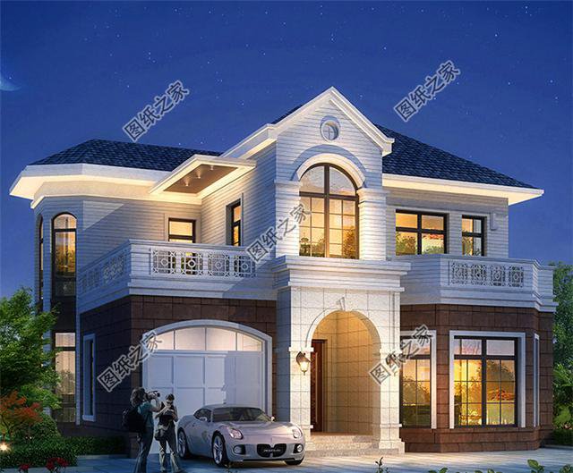 農(nóng)村二層帶車庫別墅設計圖，自從建了這棟房子之后，村里人都找我要圖紙