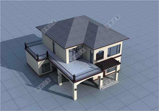 農(nóng)村二層帶車庫別墅設計圖，自從建了這棟房子之后，村里人都找我要圖紙