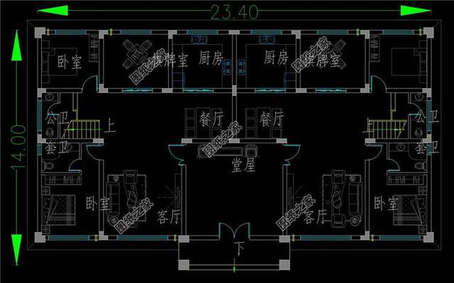 農村兩戶連體二層別墅，省錢又省力，兩家人齊聚一堂