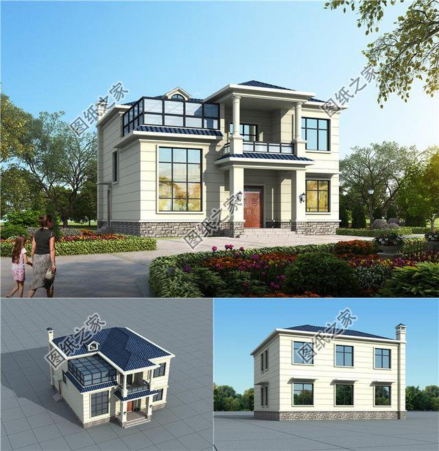 帶陽光房的二層自建別墅圖，實用上檔次，農村建房新選擇