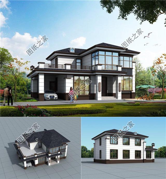 帶陽光房的二層自建別墅圖，實用上檔次，農村建房新選擇