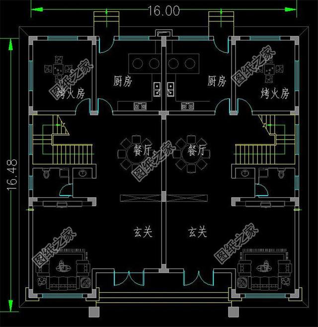 中式雙拼別墅設計，兄弟合建，日子越過越紅火