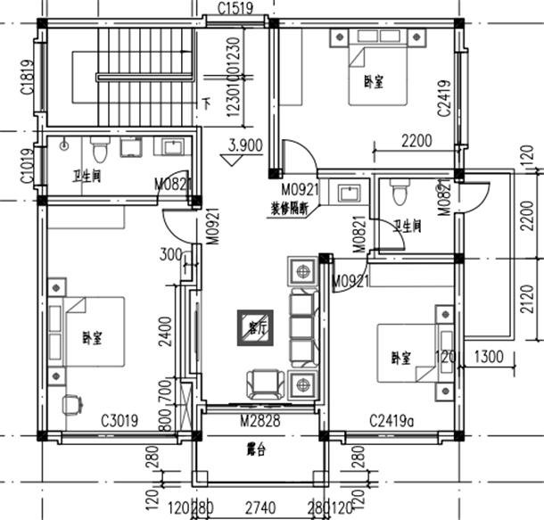 農(nóng)村三間兩層樓房設(shè)計圖，自建戶型圖大全，今年建房不發(fā)愁