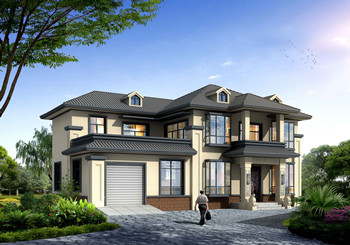 帶車庫二層農(nóng)村豪華別墅設(shè)計圖，主體25萬左右