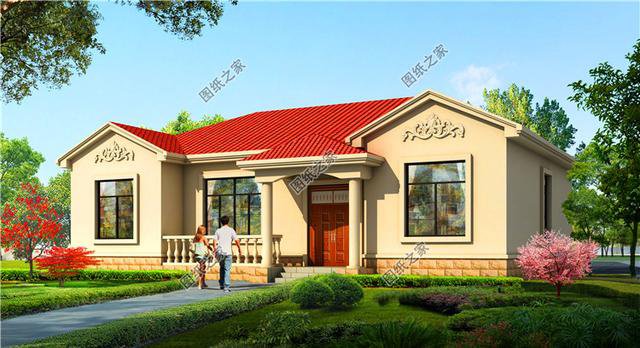 農村一層自建房圖片，三套戶型圖，養老別墅就該這樣建