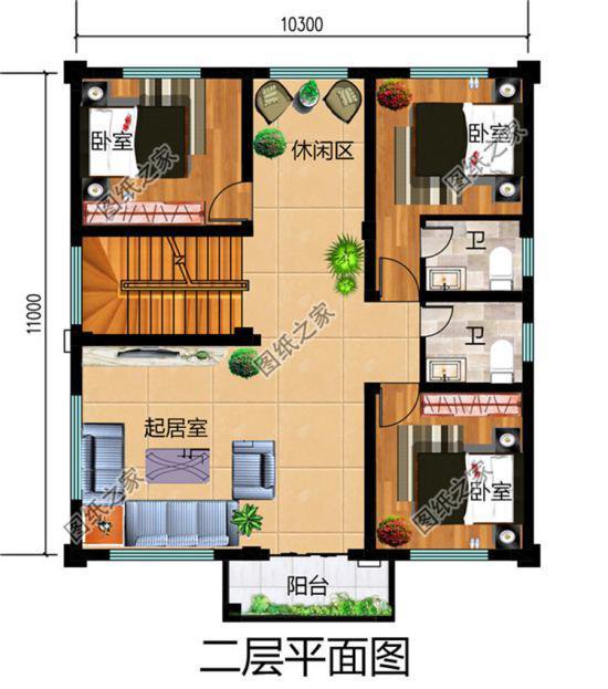 簡單大氣三間三層樓房戶型圖，農村建一棟實用又有面子