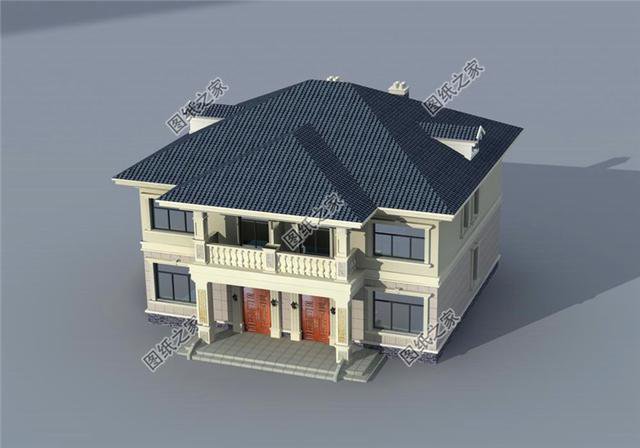 兄弟雙拼二層樓外觀圖，兄弟倆一塊建不偏不倚，最適合倆兄弟了