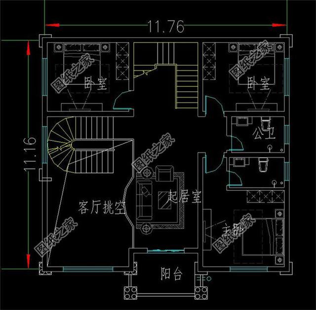 新農(nóng)村135平米三層洋樓效果圖，款式時髦，人見人愛的好戶型