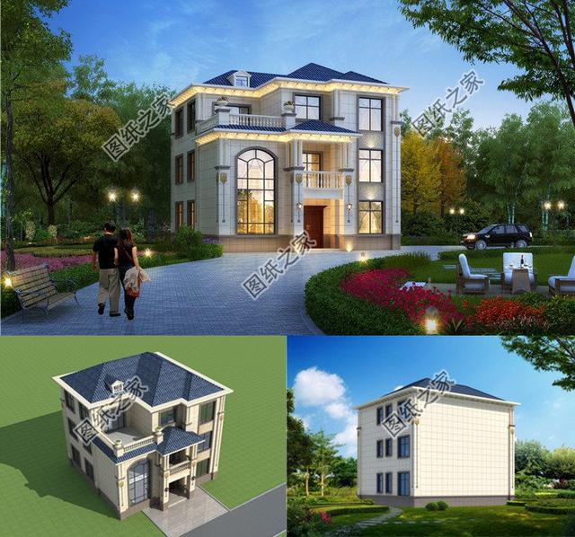新農(nóng)村135平米三層洋樓效果圖，款式時髦，人見人愛的好戶型