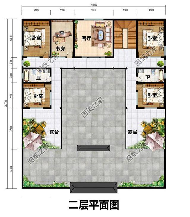 有車庫的四合院建房圖，融入現代生活，農村建房還是中式好看