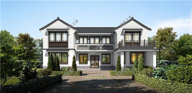 有車庫的四合院建房圖，融入現代生活，農村建房還是中式好看