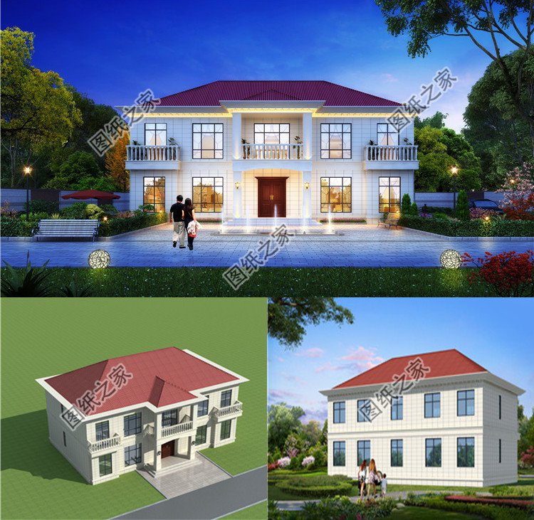 共用堂屋兄弟雙拼別墅效果圖