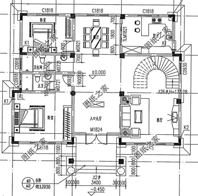 歐式風格三層小洋樓外觀圖，外觀很漂亮，符合農村住宅的設計