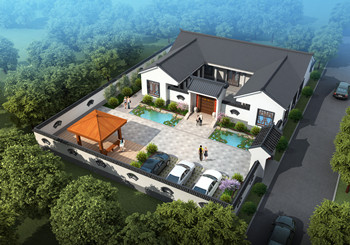 農(nóng)村中式一層合院別墅設(shè)計(jì)圖，帶小院子規(guī)劃設(shè)計(jì)