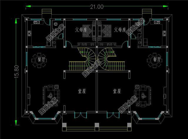 復式雙拼別墅設計圖，適合兄弟倆的房子，羨慕不來的大氣