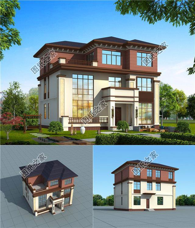 占地150平米三層樓房設計圖，外觀時尚又大氣，這三款戶型供你選擇