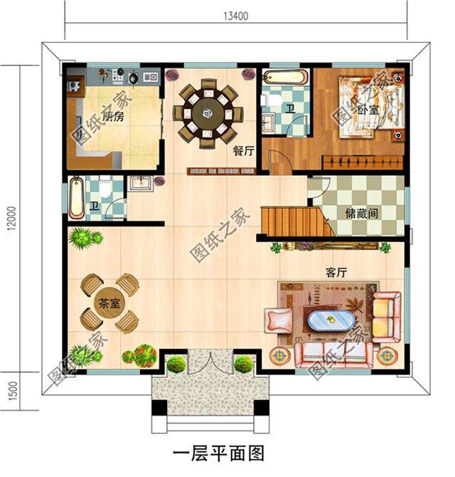 農村普通三層樓房平面圖，第一款帶車庫，第三款最實用