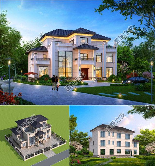 五開間三層樓房設(shè)計圖，大戶型別墅，超級氣派，含全套施工圖