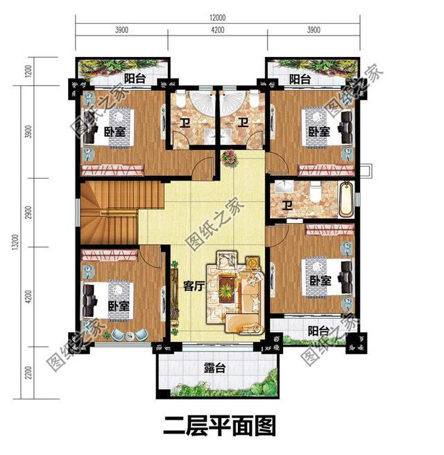 斜屋頂設計的農村二層樓圖，外觀造型時尚，給你父母和孩子安個家吧