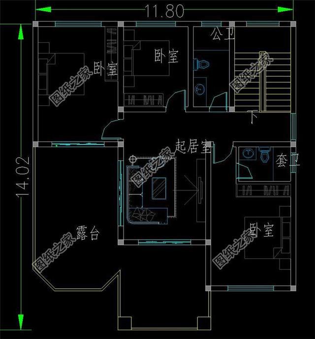 進(jìn)深14米的農(nóng)村二層房屋，適合你家宅基地的建房圖紙，大家看看吧