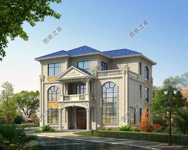 農村三層帶羅馬柱的房屋圖片，準備在農村建房的有福了，建房參考