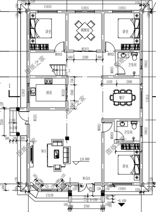 農村復式二層別墅設計圖，圖紙簡單老爸都能看得懂，看完收藏了