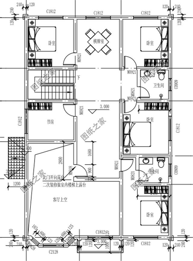農村復式二層別墅設計圖，圖紙簡單老爸都能看得懂，看完收藏了