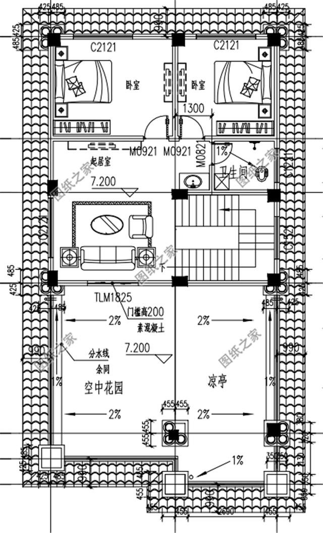 小開間大進深的農村別墅外觀圖，宅基地不規則的也可以這樣建