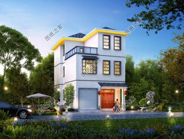 小開間大進深的農村別墅外觀圖，宅基地不規則的也可以這樣建