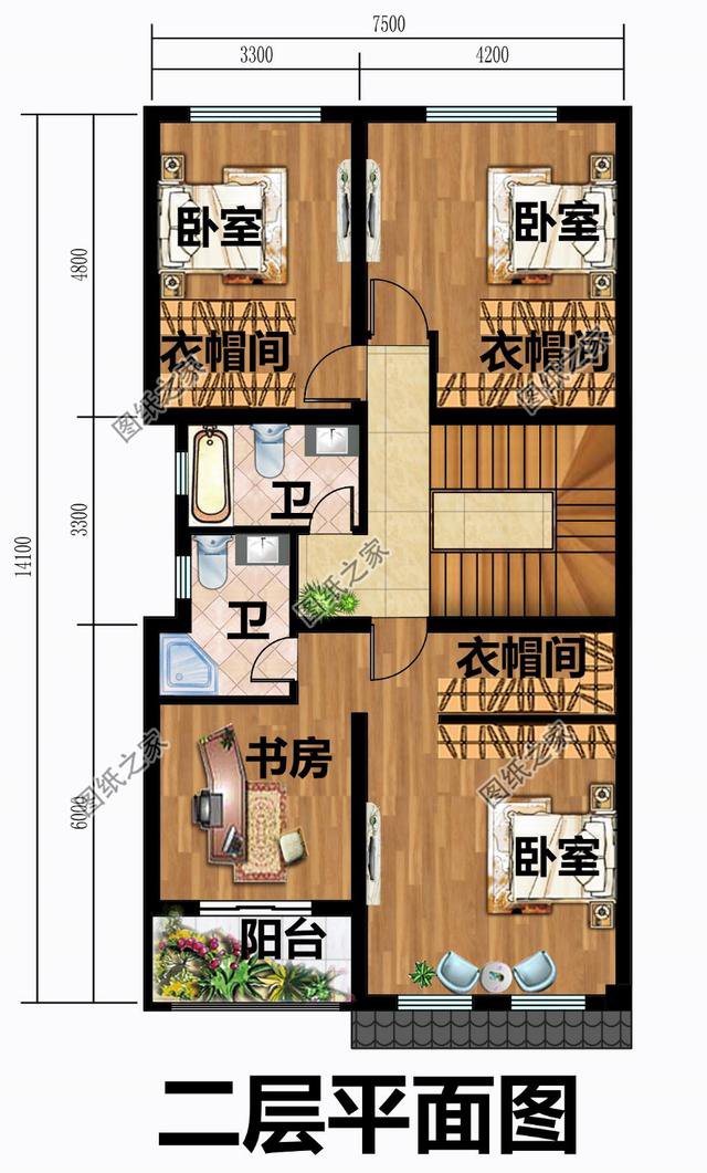 小開間大進深的農村別墅外觀圖，宅基地不規則的也可以這樣建