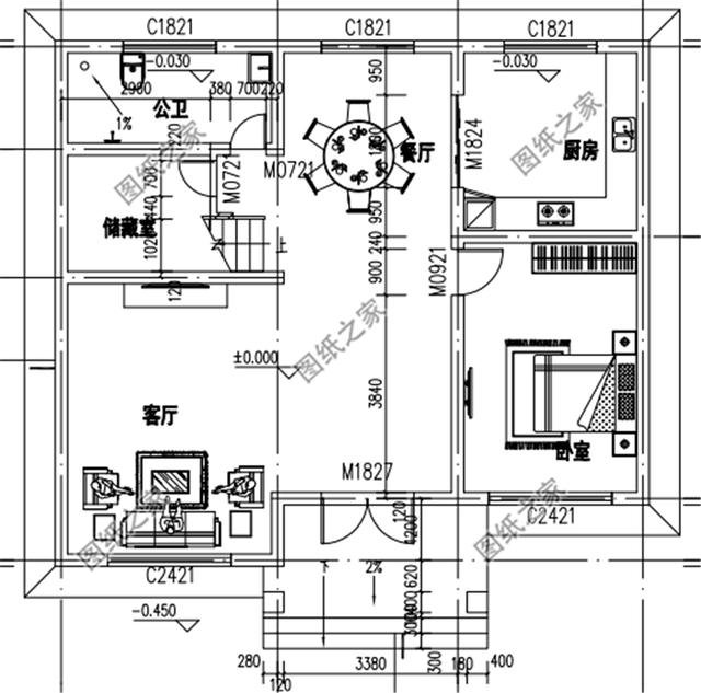 鄉下二層建房110平米別墅戶型圖，造價不到30萬，非常接地氣