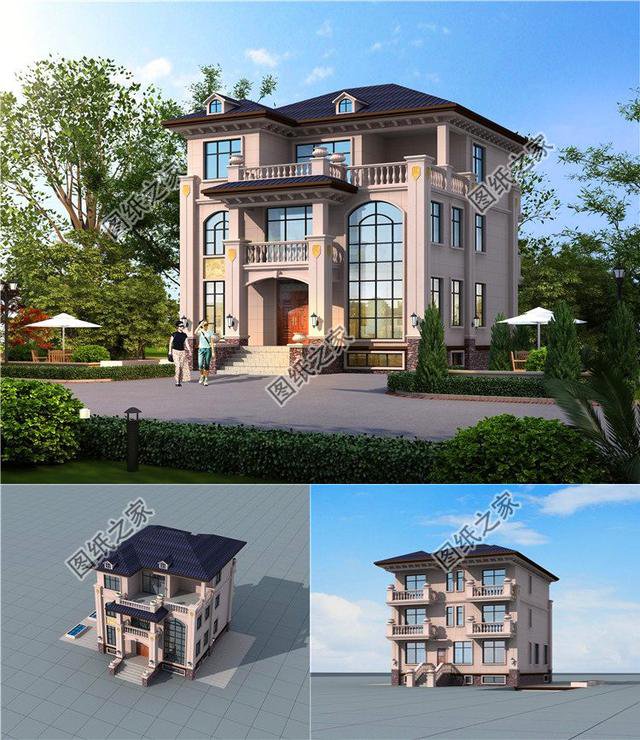 農村三層樓房戶型圖，落地窗加露臺，好多人都夸第三套建的好