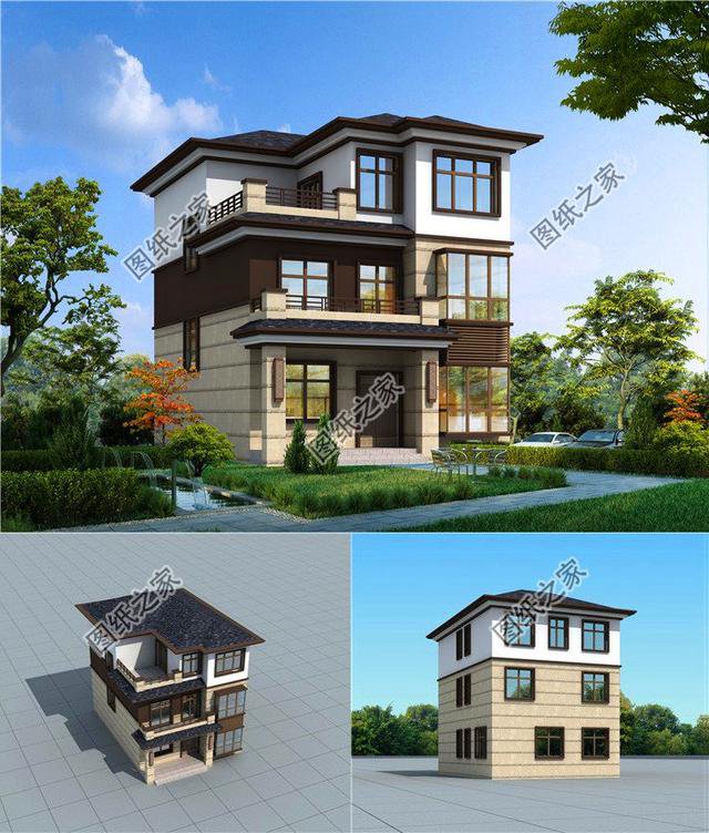 農村三層樓房戶型圖，落地窗加露臺，好多人都夸第三套建的好