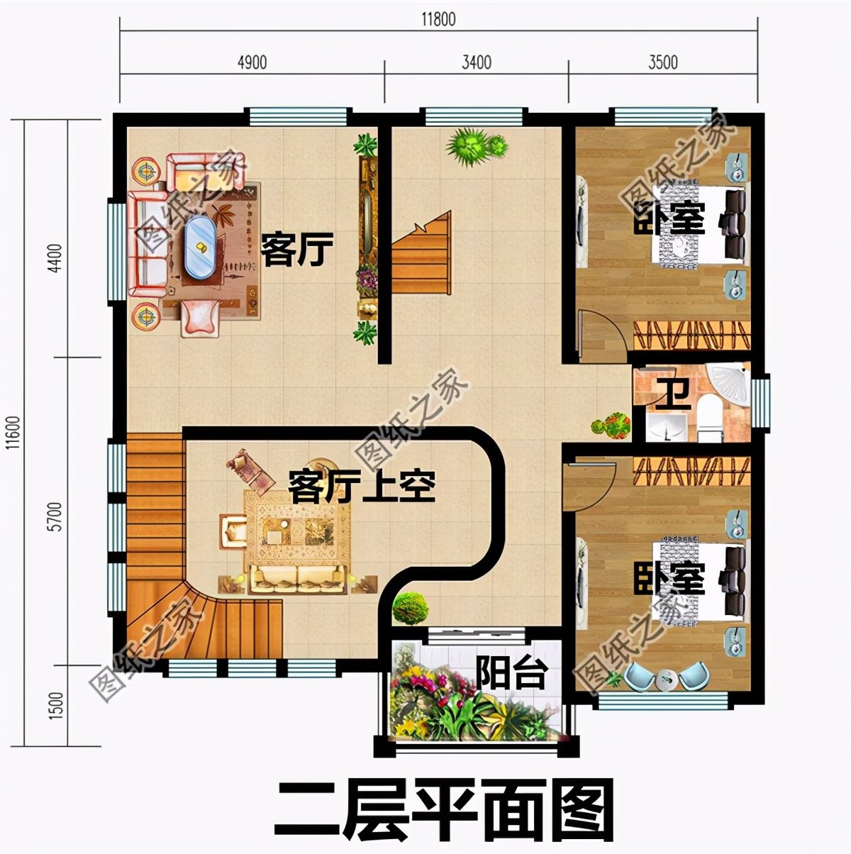 農村三層復式樓房設計圖，挑高客廳，公認的農村好戶型