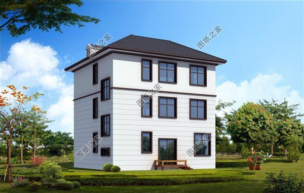 三層現(xiàn)代帶陽臺(tái)別墅圖，精致美觀，拿到圖紙立馬回去建！