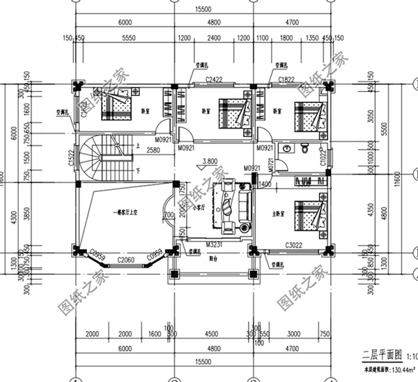 160平米左右二層樓房設計圖，戶型大氣布局合理，人口再多也住得下