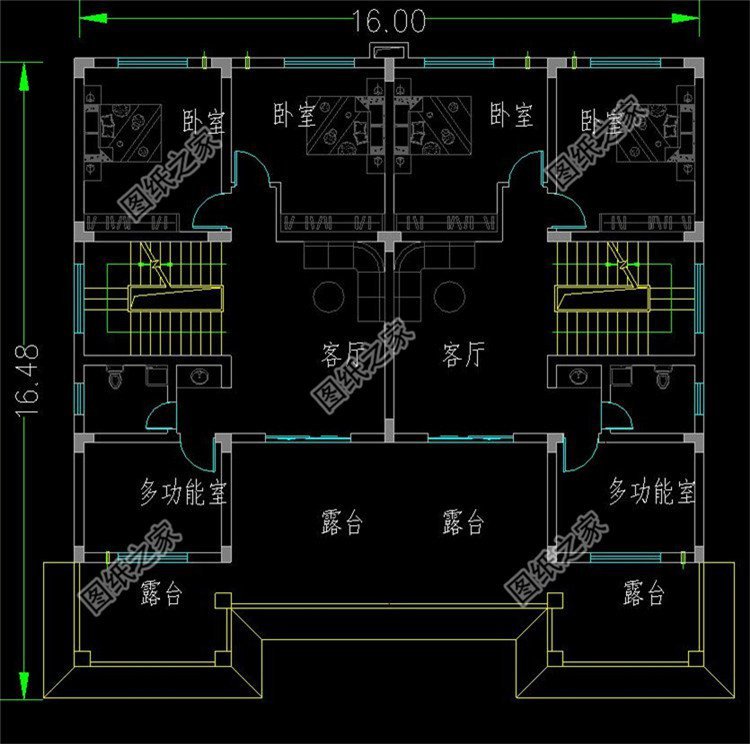 兩戶四間自建房設計圖，不怕家里面積小，雙拼別墅照樣建