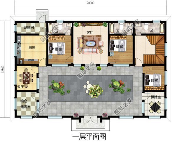 農村20萬四合院設計圖，青山綠水間，享受農村生活