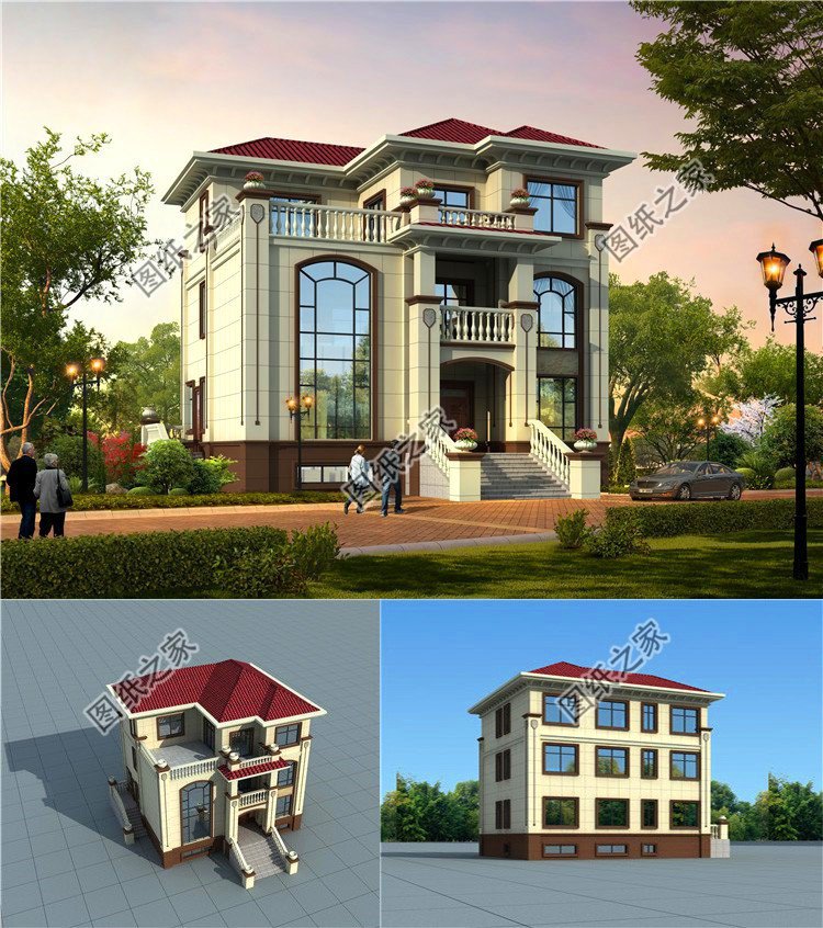 最適合農村建的歐式風三層別墅設計圖，好看實用拿圖就能建