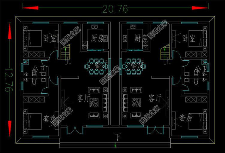 兄弟二層雙拼戶(hù)型圖，兄弟建房齊上陣，羨慕倒一大片親戚朋友