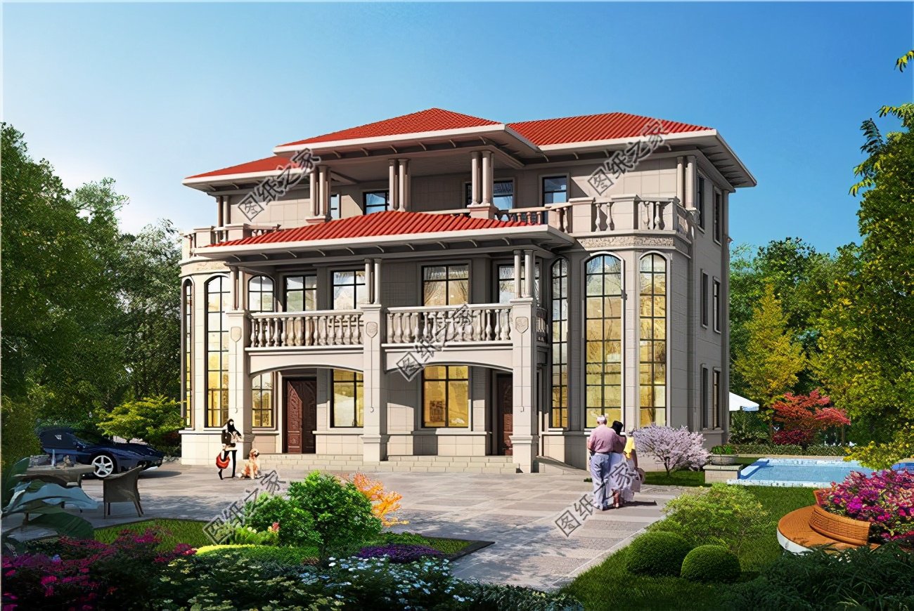 農村六間三層雙拼自建房設計圖，漂亮大氣的兄弟款設計