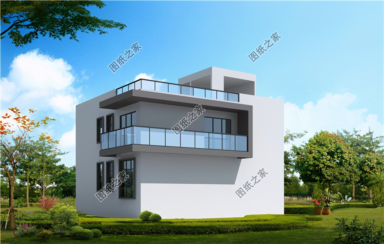 現(xiàn)代二層平頂別墅圖片，老家建一棟你就是最靚的仔