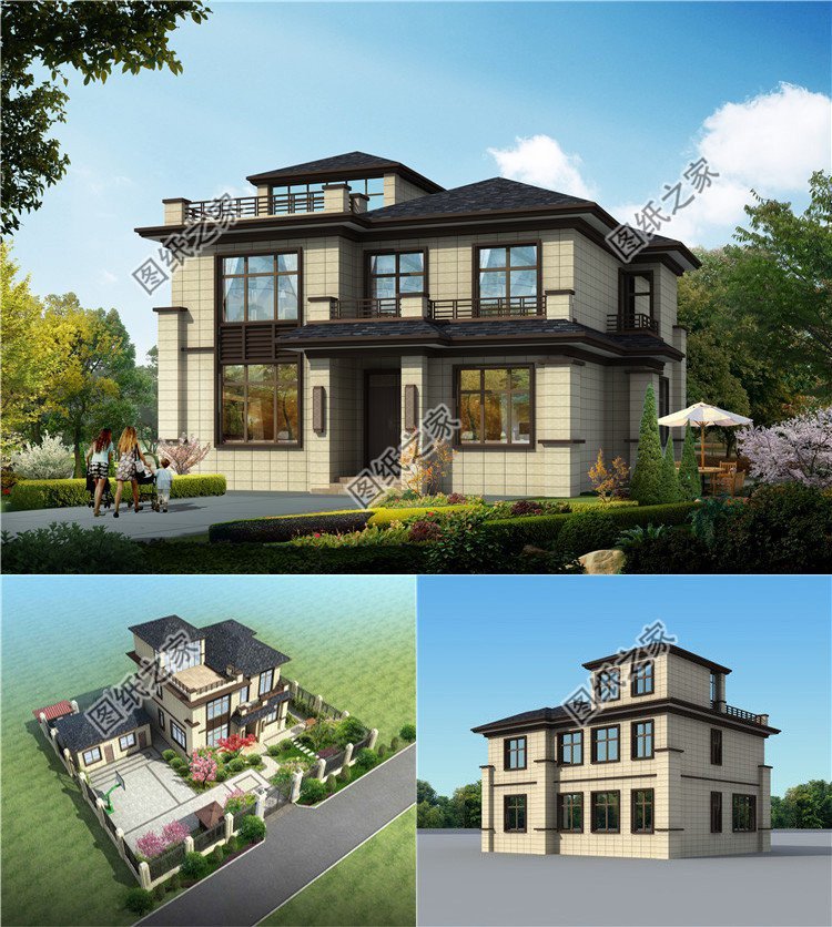 二層半帶露臺自建房圖片，占地適中，一家人住正好