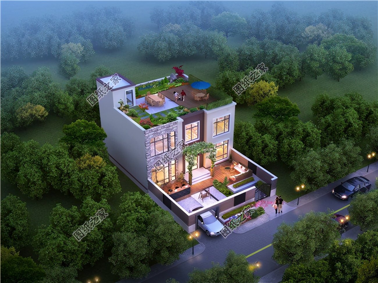 二層半帶露臺自建房圖片，占地適中，一家人住正好