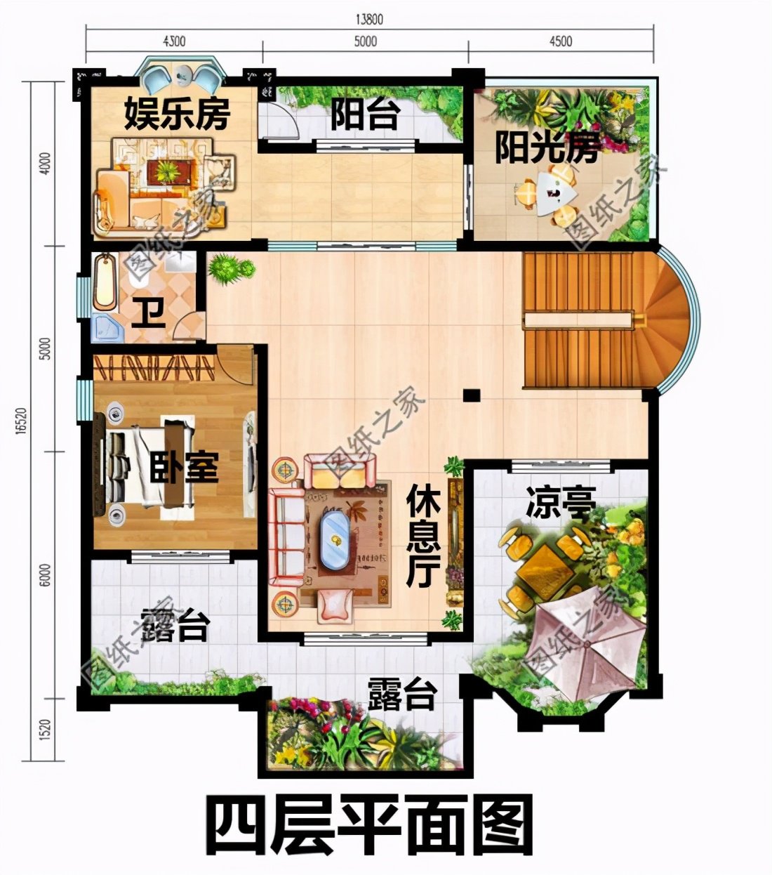 帶大陽臺四層樓房設計圖，意想不到的豪華大氣，這樣的房子值得擁有