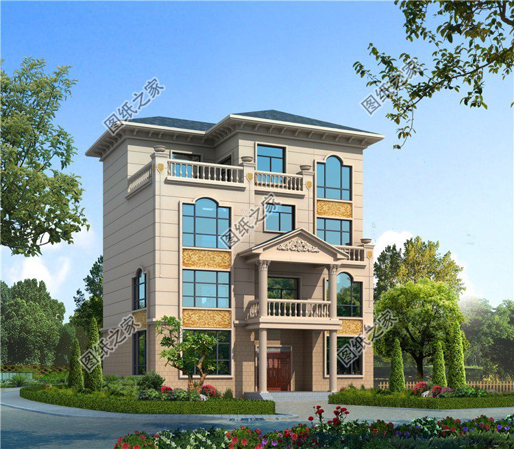 帶大陽臺四層樓房設計圖，意想不到的豪華大氣，這樣的房子值得擁有