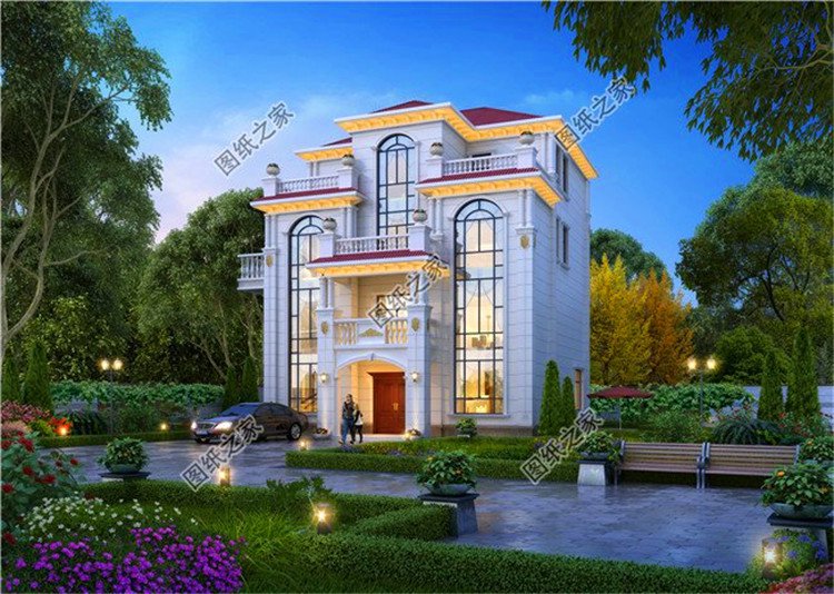 帶大陽臺四層樓房設計圖，意想不到的豪華大氣，這樣的房子值得擁有