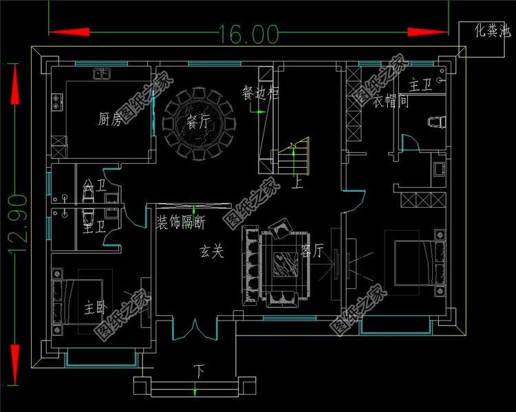 農村四開間二層樓房設計圖，這種布局真不錯，讓你挑不出任何毛病