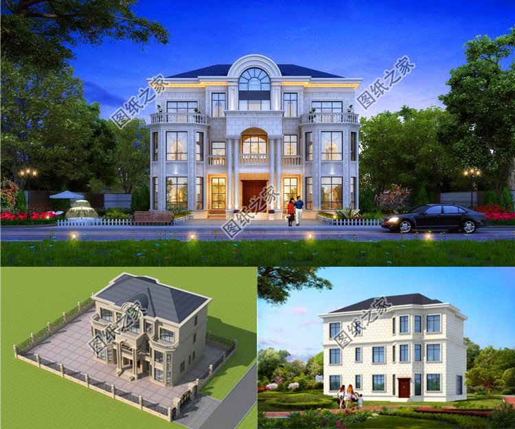 什么樣的房子霸氣又美觀？這三款五開間超大戶型三層別墅設計圖隨便選